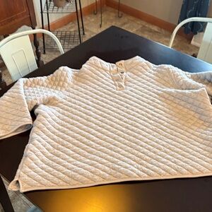 Women's Heather Light Blue Quilted Crewneck Sweater